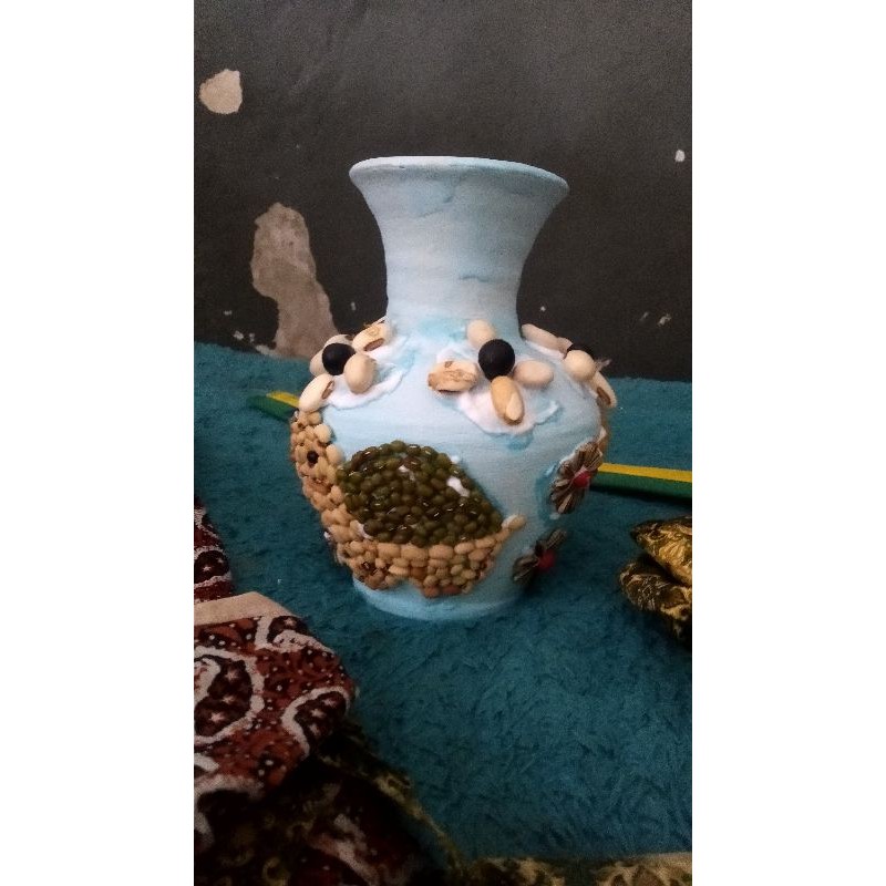 Burung hantu dari biji bijian 4. Vas Bunga Full Kolase Biji Bijian Shopee Indonesia