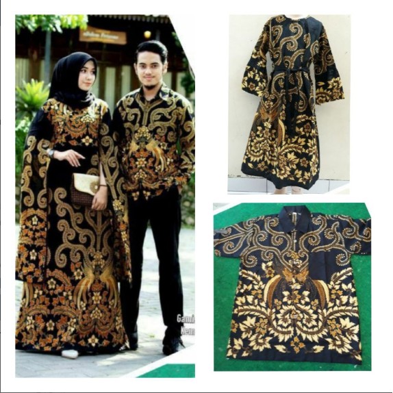Baju Batik Couple Keluarga Modern Gamis Kelelawar Kemeja Panjang