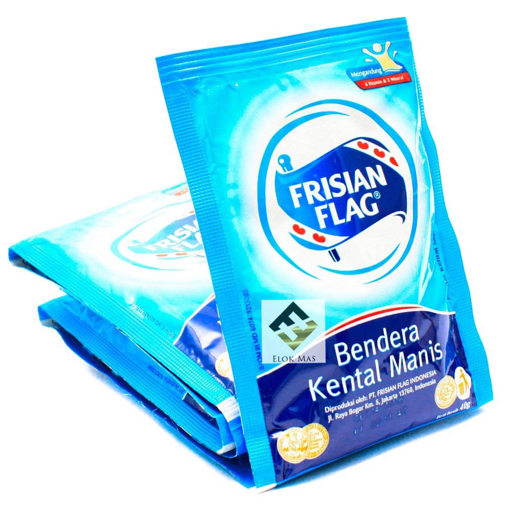 Mengandung 6 vitamin dan 2 mineral; Susu Kental Manis Sachet SKM Bendera Frisian Flag PUTIH