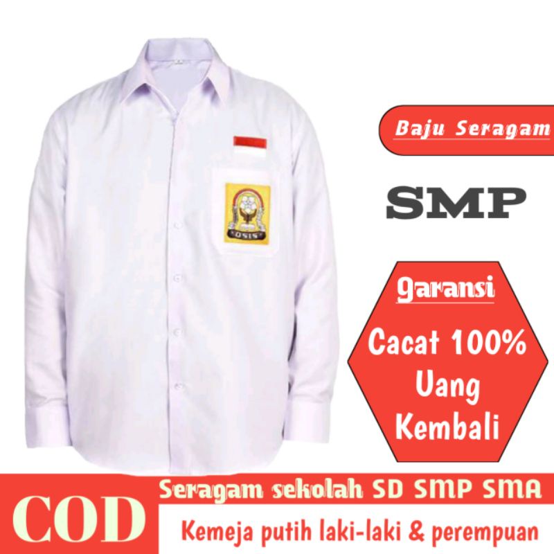Jual seragam putih SMP lengan panjang Indonesia|Shopee Indonesia