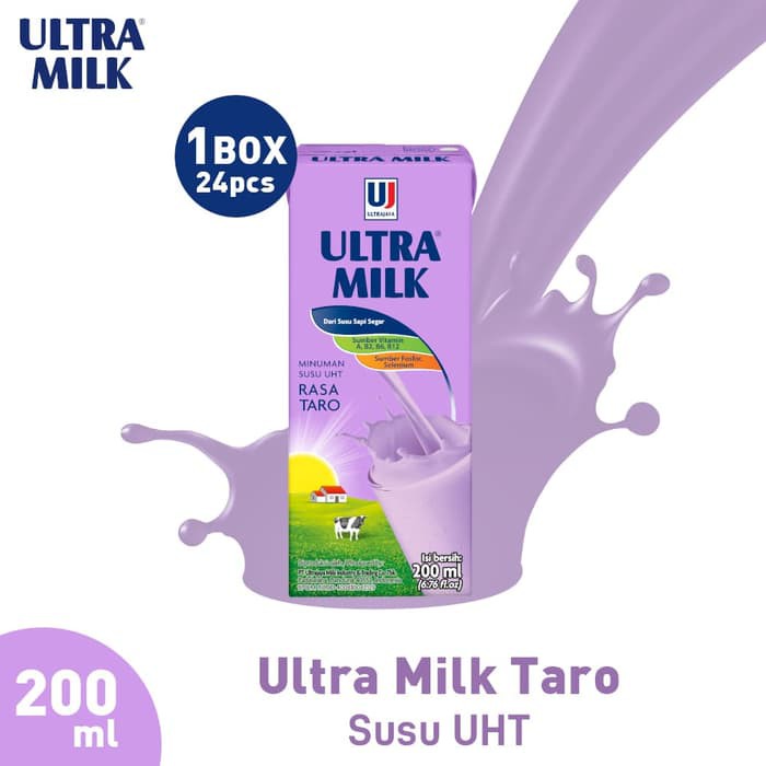 Sedia susu sapi murni.bisa cod freeong &amp; Susu Ultra Milk Uht Taro 200 Ml Isi 24 Pcs Kotak Harga Grosir Murah Shopee Indonesia