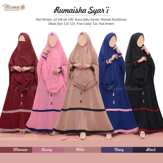 Gamis Syari Rumaisha Syari Gamis Jilbab Cadar Wollpeach Ori By