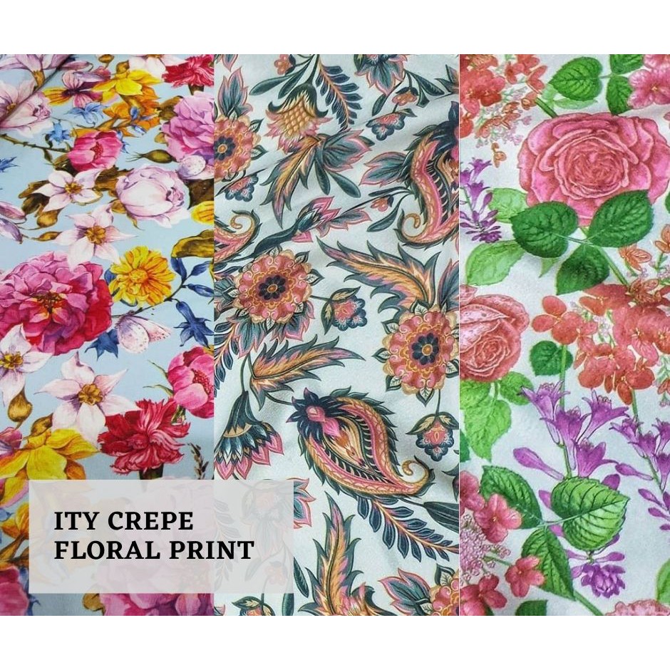 Kain crepe marocain ini bahan asalnya adalah sutra walau terkadang . Kain Print Sutra / Sutra ITY Crepe (Per 0,5 meter