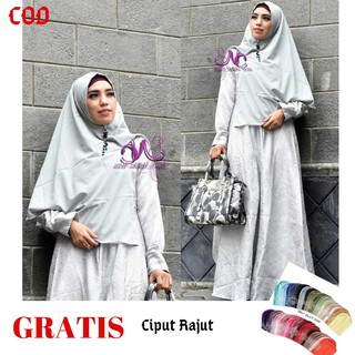 Gamis Syari Jaguar Gltter Model Terbaru Murah Set Khimar Hijab