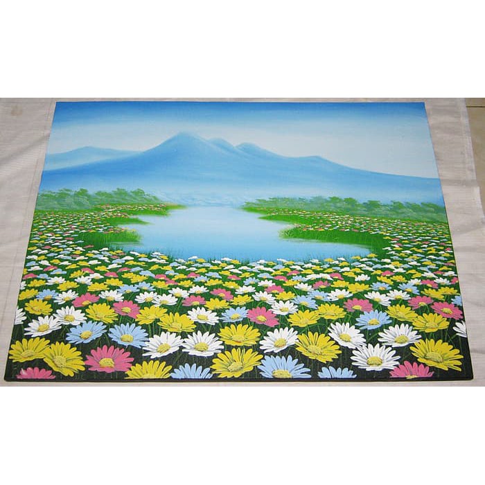 Jual Lukisan Pemandangan Bunga-Bunga Yang Indah Di Tepi Danau Indonesia|Shopee Indonesia 700_X_700_jpg