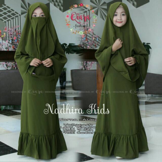 Baju Gamis Anak Nadhira Kids Ori Qiara Longdress Maxi Mat Wolpeach