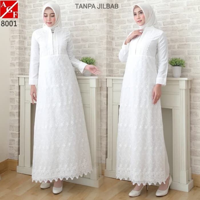 Terlaris Baju Syari Gamis Putih Brokat Gamis Umroh Haji Gamis