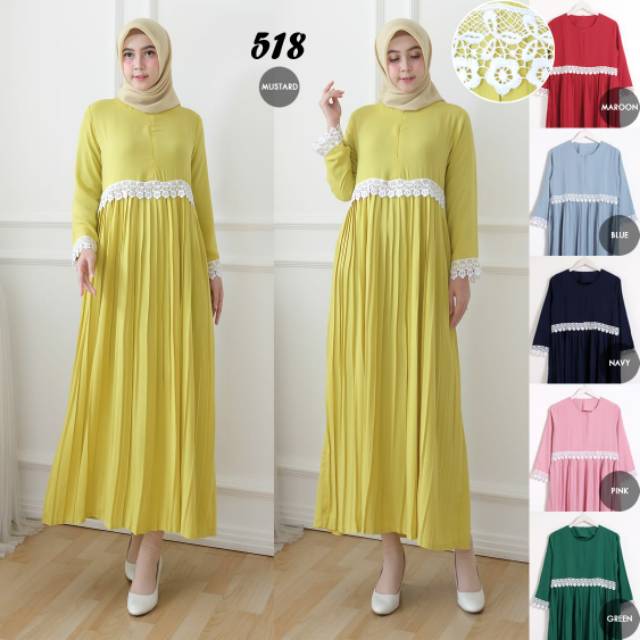 Gamis Plisket Best Seller Terbaru 518 Premium Shopee Indonesia