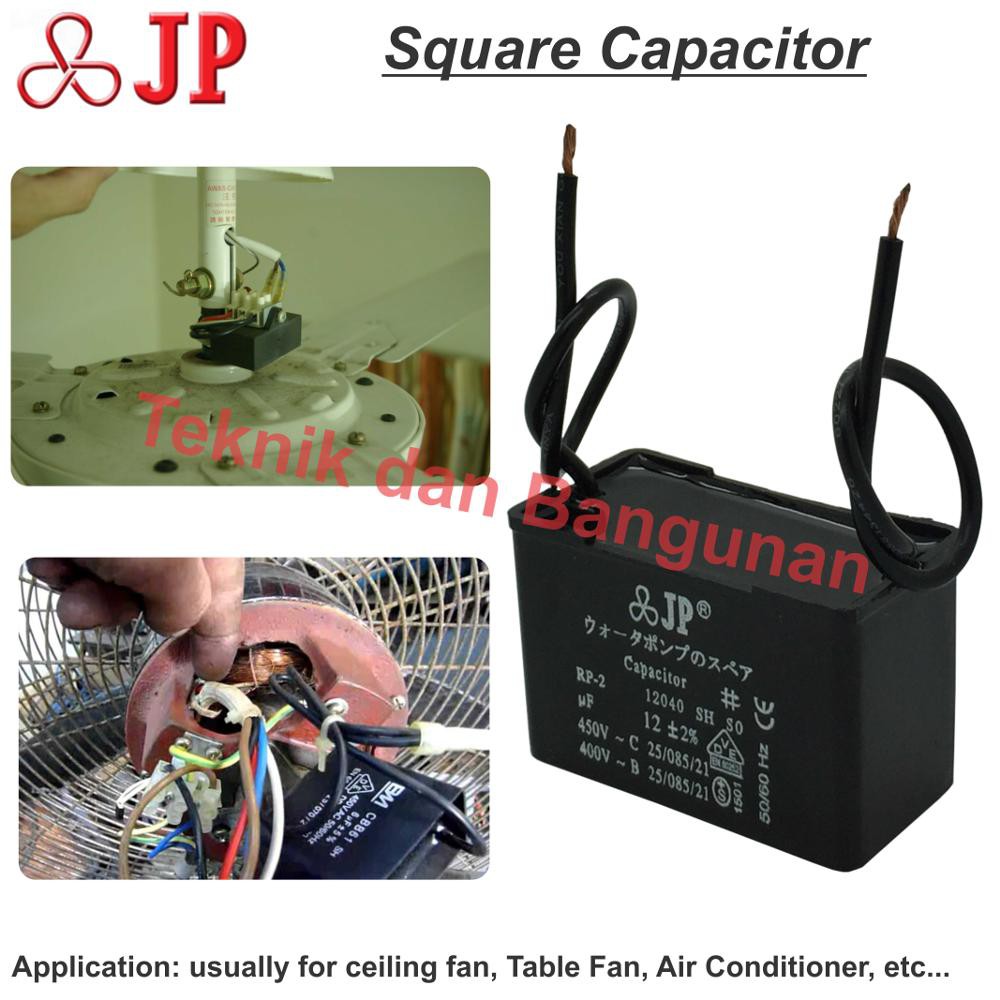 6 0uf 450v Square Capacitor Kapasitor Petak Kabel Jp Kipas Angin