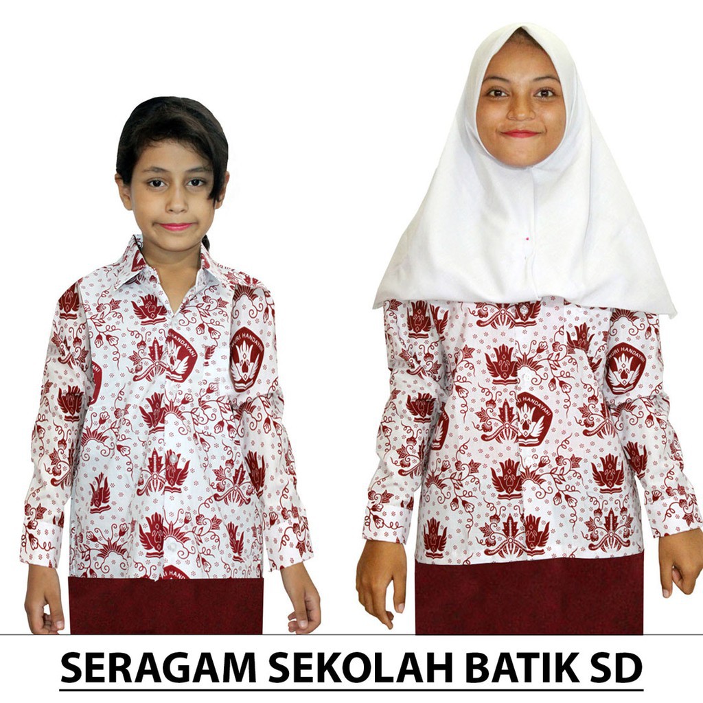 Jual Seragam Batik Sekolah SD, UKURAN 5 s/d 13. Batik Lengan Panjang  (KSB001) Indonesia|Shopee Indonesia