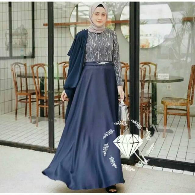 Promo Gaun Pesta Brukat Syahnaz Maxi Dress Tunangan Kondangan