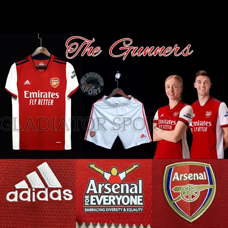 Berat ( /pcs ) 0.200 kg: Setelan Jersey Arsenal New Home 2021 2022 Grade Original Shopee Indonesia