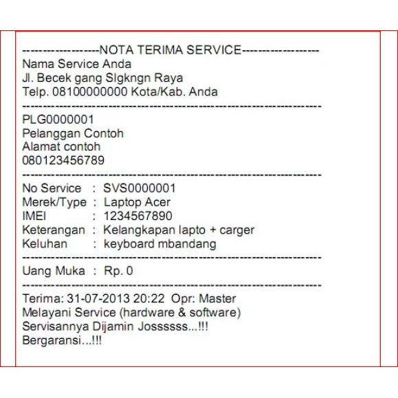 Contoh template nota kosong gratis excel dan microsoft word ⏩ bisa langsung kamu pakai, beserta link downloadnya. Jual Software Aplikasi Data Service Nota Service Versi Sdsa Indonesia Shopee Indonesia