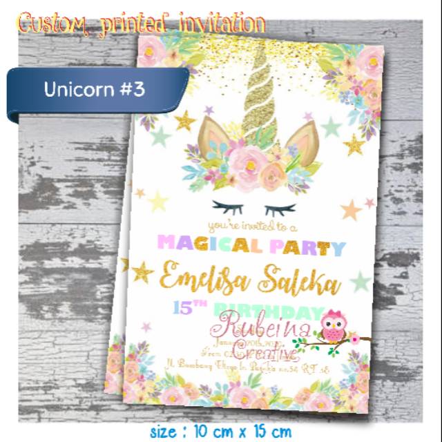 Undangan Ulang Tahun Anak Tema Unicorn 3 Shopee Indonesia