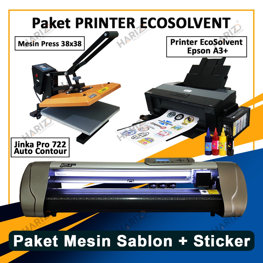 PAKET Printer Ecosolvent + Mesin Cutting Sticker Otomatis + Press Kaos |  Shopee Indonesia