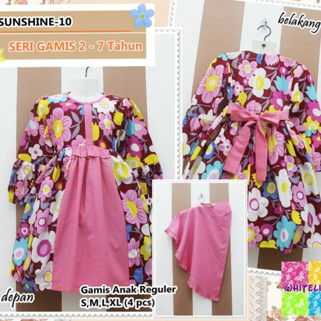 Gamis Anak Katun Twill Whitelily Motif Bunga Besar Zahira 15