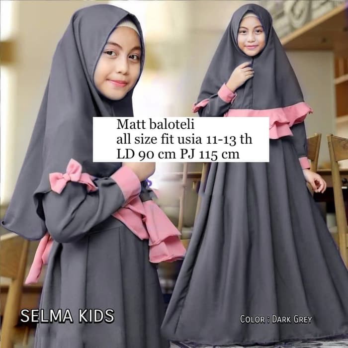 Adx066 New Selma Kids Gamis Anak Fashion Muslimah Usia 11 13
