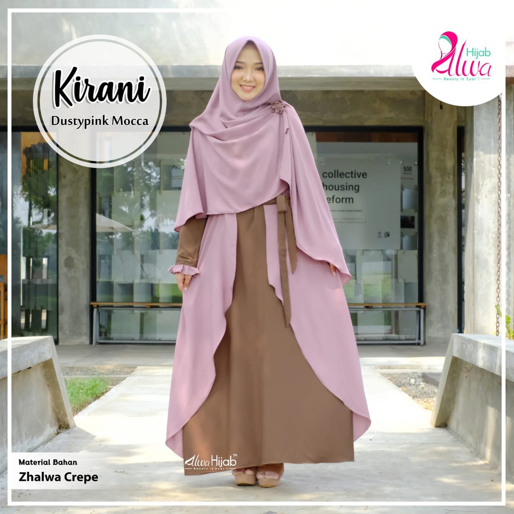 Gamis Kirani Alwa Hijab Warna Dusty Pink Mocca Shopee Indonesia