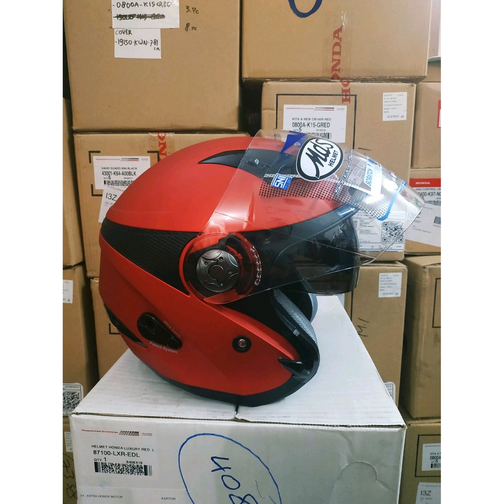 Helm Half Face Helmet Honda Luxury Red 87100lxredl