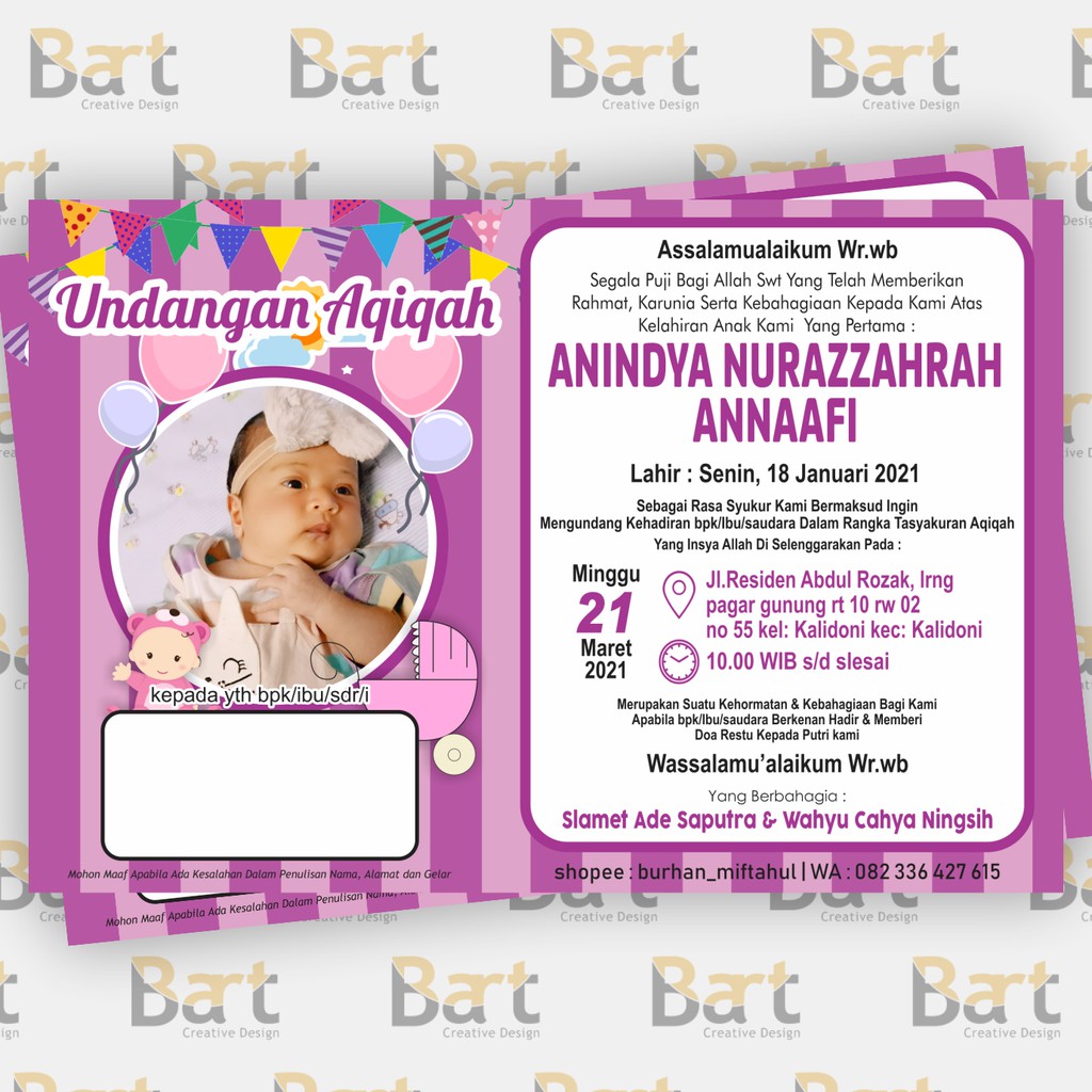 √ 15+ Contoh Undangan Aqiqah Anak Perempuan - ONPOS