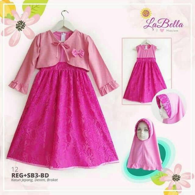 Gamis Anak Brokat Labella Reg Size 8 Usia 8 9 Tahun Shopee Indonesia