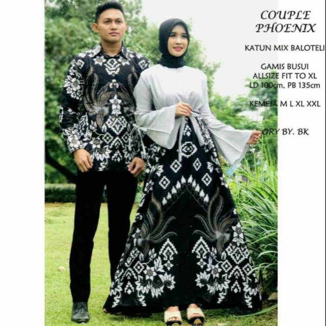 Baju Batik Couple Gamis Anak Muda Modis Model Lengan Terompet
