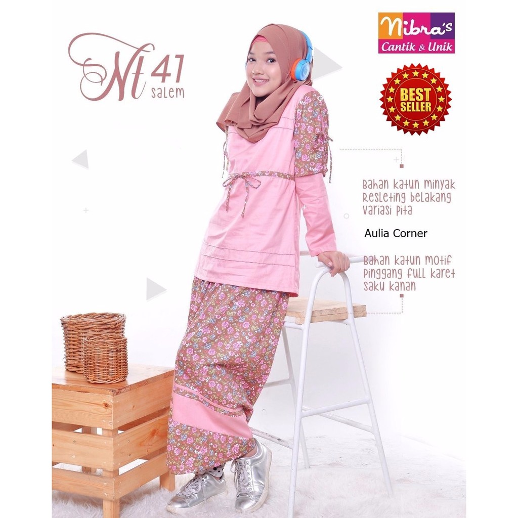 Terbaru Murah Gamis Remaja Baju Muslim Modern Nibras Nt 41 Salem