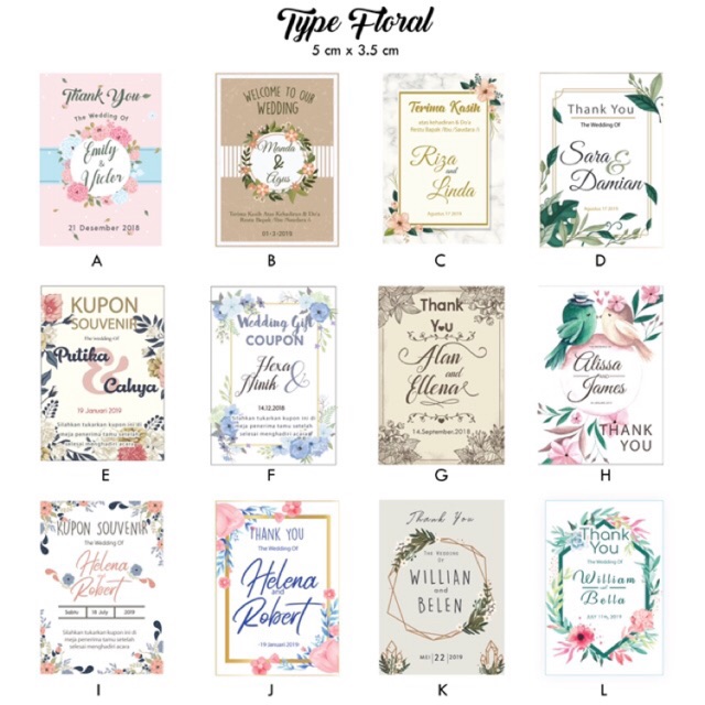 Kartu Ucapan Kupon Souvenir Pernikahan Murah Custom Fullcolor Rustic Thanks Card Olshop Photobooth Shopee Indonesia