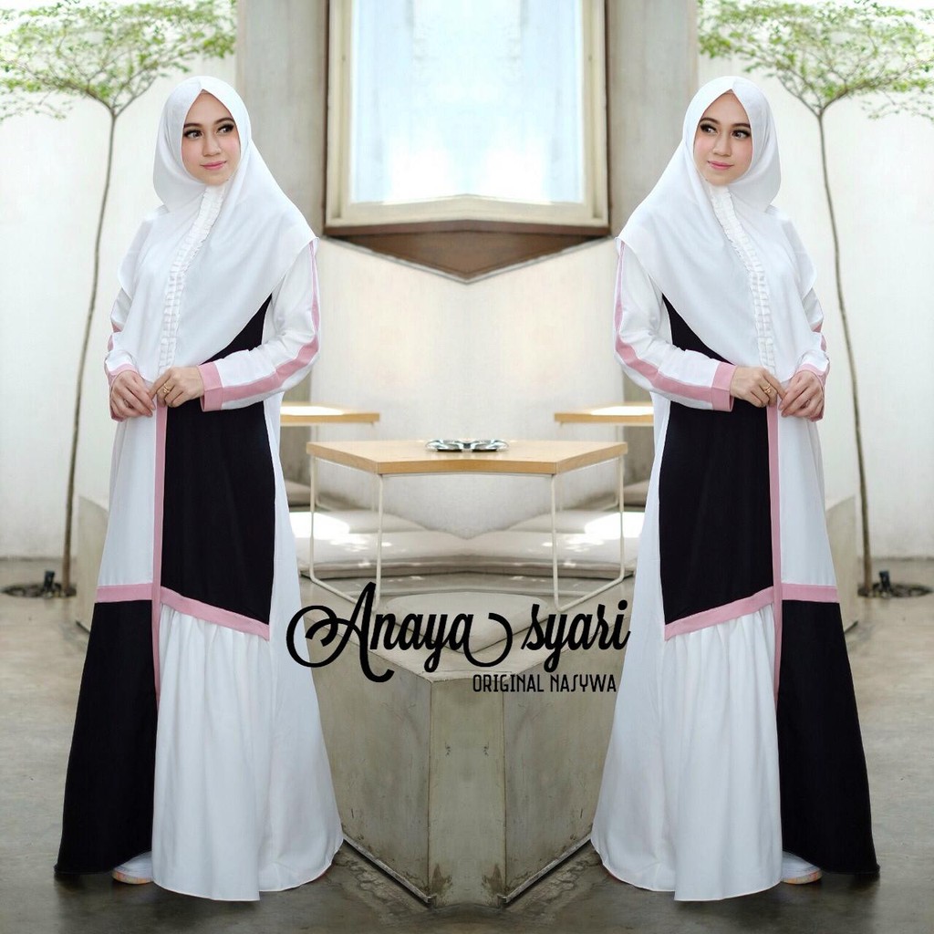 Gamis Syari Polos Kombinasi 2 Warna Anaya Syari By Nasywa Ori