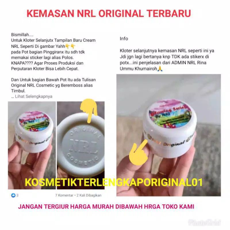 Kepala bpom ri, penny k. Jual Cream Nrl Original Kemasan Baru Indonesia Shopee Indonesia