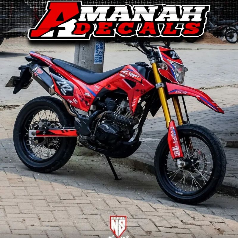 Jual decal stiker motor honda crf 150 l merah grafis hi grip cross