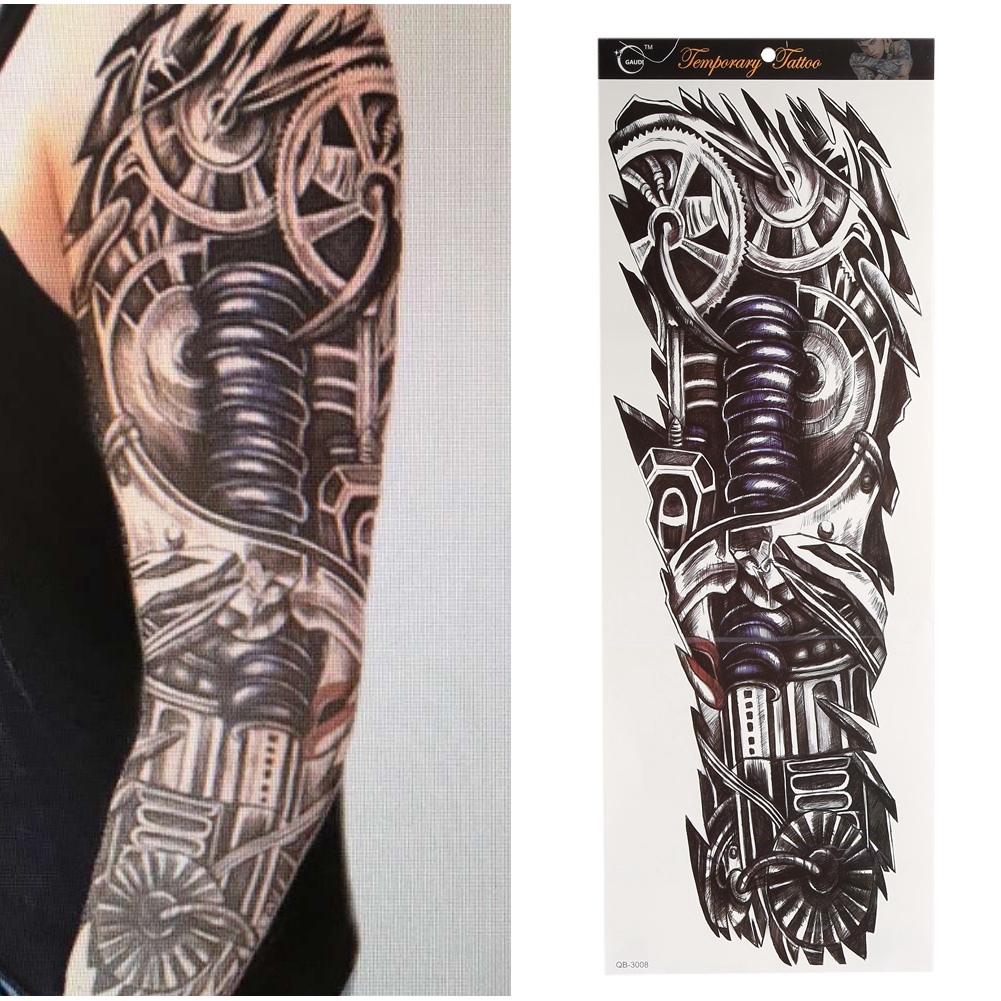 Fake Full Arm Neck Body Art Tattoo Transfer Sticker Shopee Indonesia