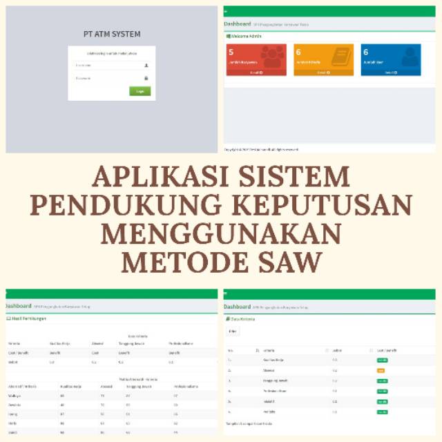 Sistem pendukung keputusan adalah aplikasi khusus yang diciptakan untuk. Aplikasi Sistem Pendukung Keputusan Spk Metode Simple Additive Weighting Saw Full Source Code Shopee Indonesia