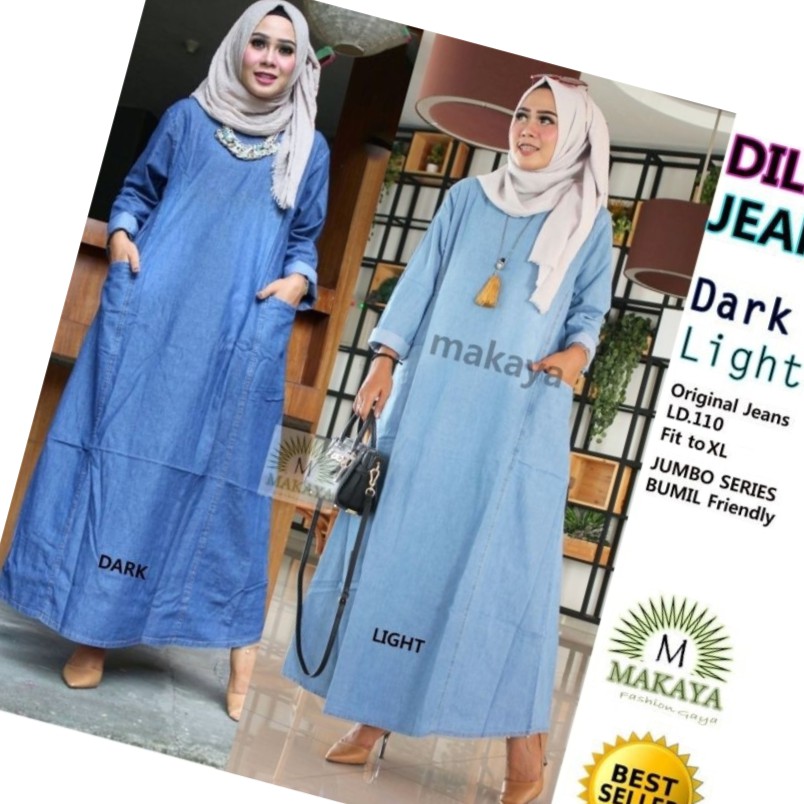 Dres Dilan Jeans Gamis Jumbo Xl Muslim Friendly Ld 110 Ukuran