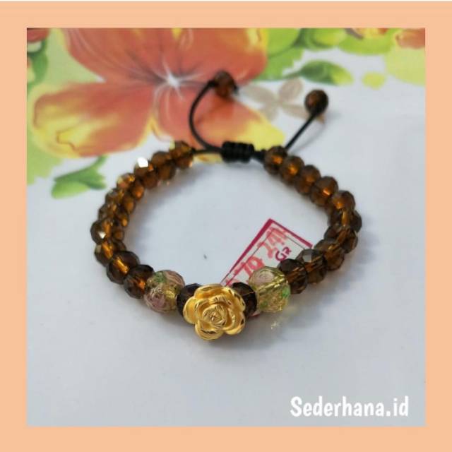 Baru gelang tali emas hongkong 24k 999 anjing dog face topi tali hitam murahhhhh. Emas Hongkong Hk 24 Karat Mawar Original Shopee Indonesia
