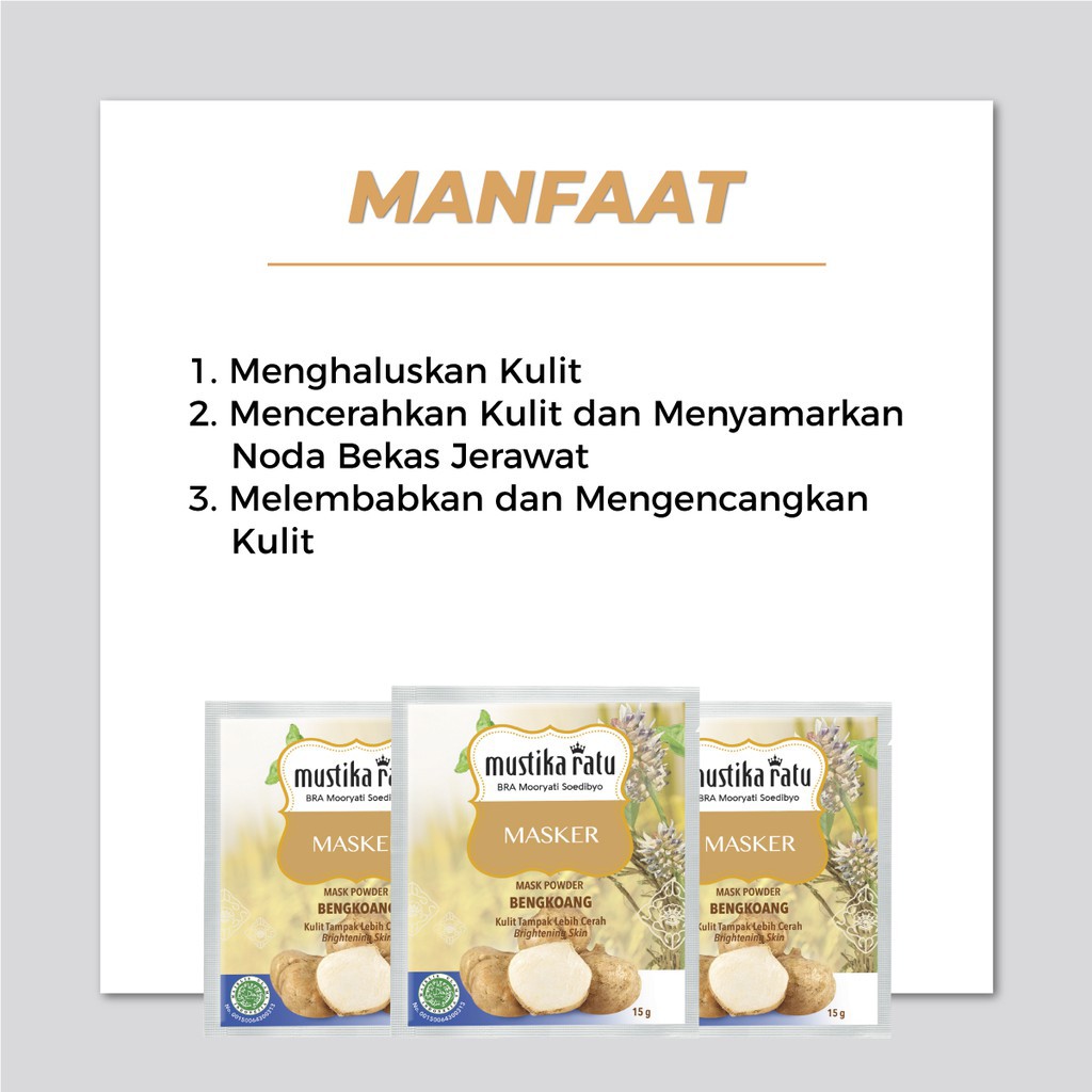 Selain itu, vitamin ini juga menurunkan . Jual Mustika Ratu Masker Wajah Bengkoang 15gr 60gr 125gr Indonesia Shopee Indonesia