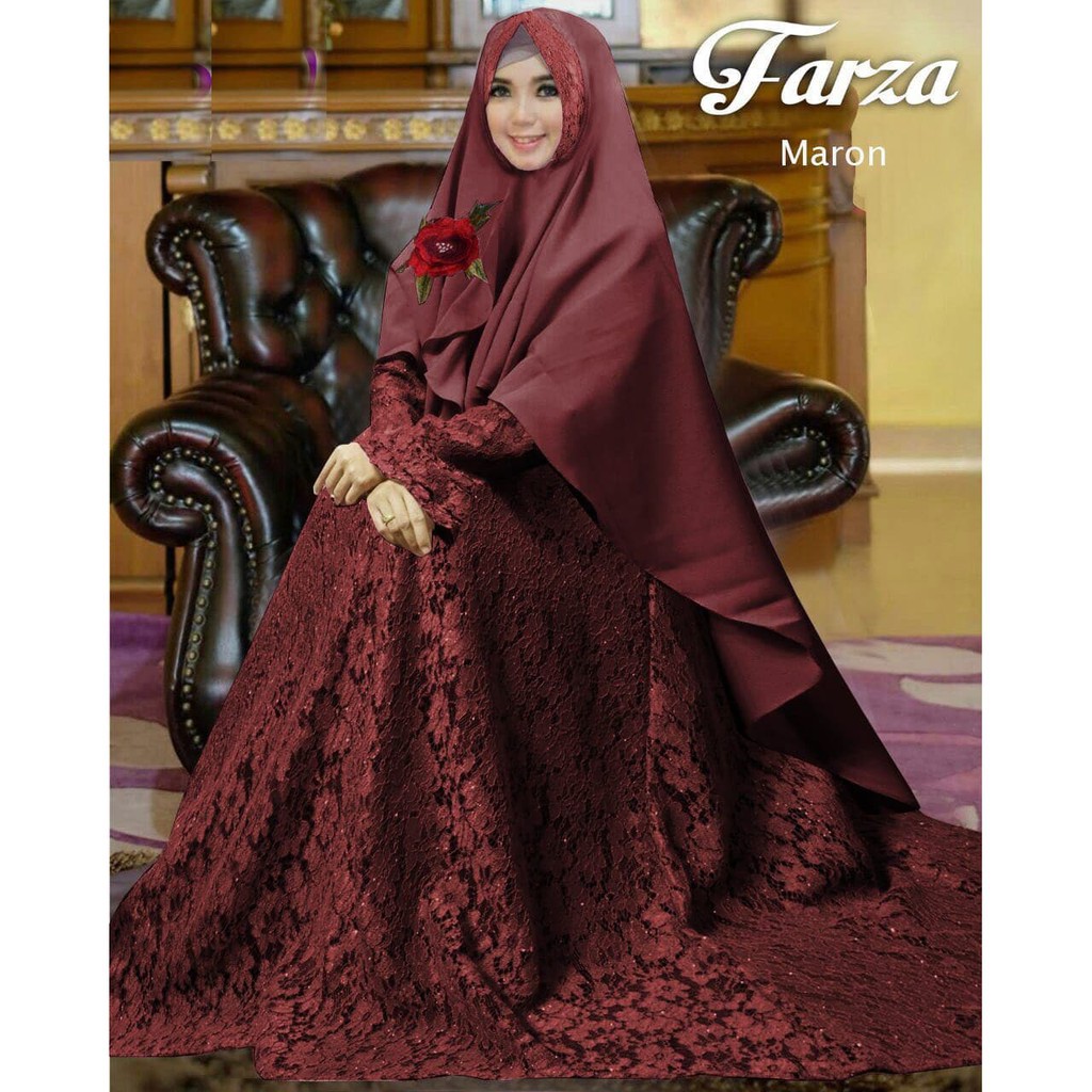 Sw55 Baju Gamis Pesta Muslim Remaja Wisuda Modern Irza Brukat
