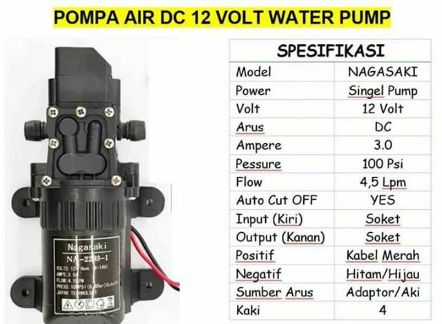 Pompa Dinamo Sprayer Nagasaki 12 Volt 3 Ampere Jepang Quality | Shopee  Indonesia