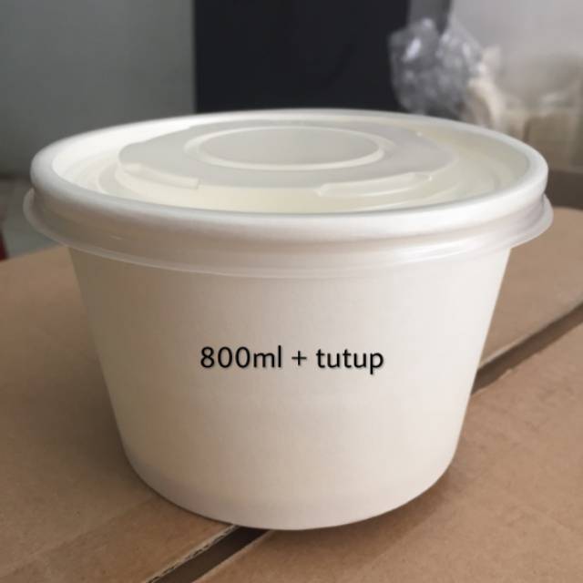PAPER BOWL 800ml + Tutup / Rice Bowl 28oz FOODGRADE (Per Slop isi 50pcs) |  Shopee Indonesia