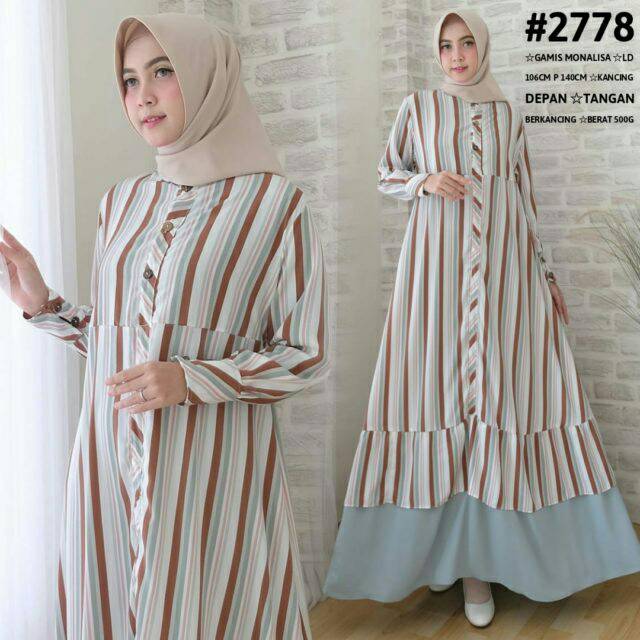 Gamis Motif Garis Kotak Shopee Indonesia