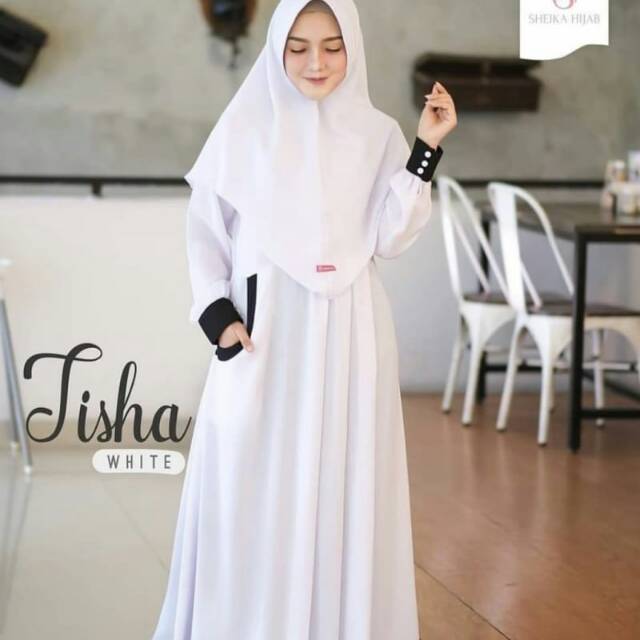 Baju Lebaran 2019 Dress Remaja Bahan Tebal Khimar Pake Pet Gamis