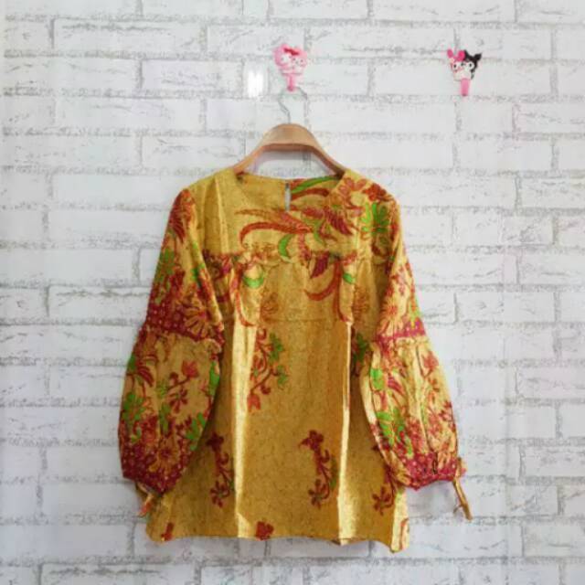 Baju muslim wanita baju batik songket gamis songket pesta long dress muslim wanita maxi zahira batik. Blouse Batik Lengan Balon Shopee Indonesia
