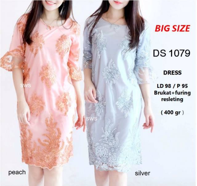 Dress Pesta Brukat Import Murah Elegant Jumbo Besar Big Size Ds1079 Shopee Indonesia