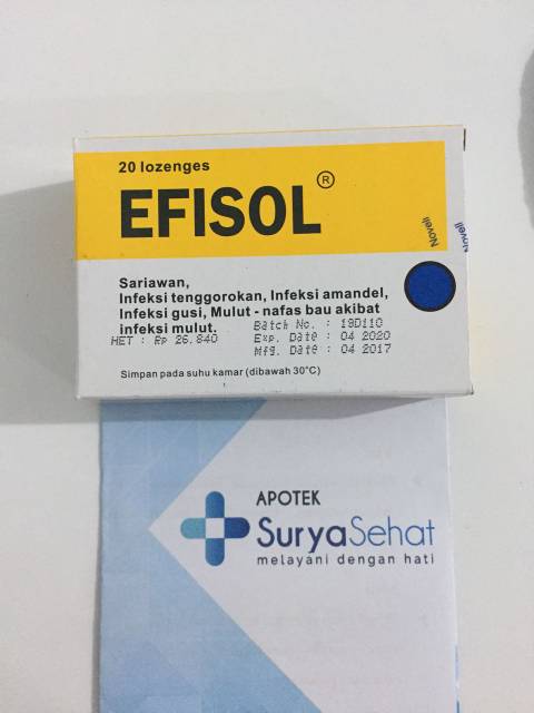Efisol Obat Radang Tenggorokan Sariawan Isi 20 Lozenges Shopee