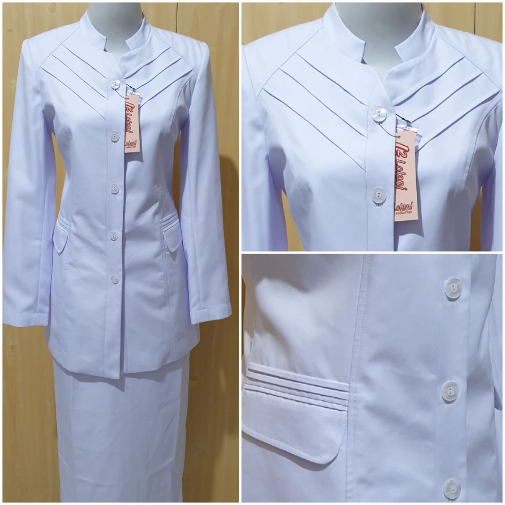 Jual Blazer baju kerja kantor seragam perawat baju perawat baju dinas ASN  seragam putih Indonesia|Shopee Indonesia
