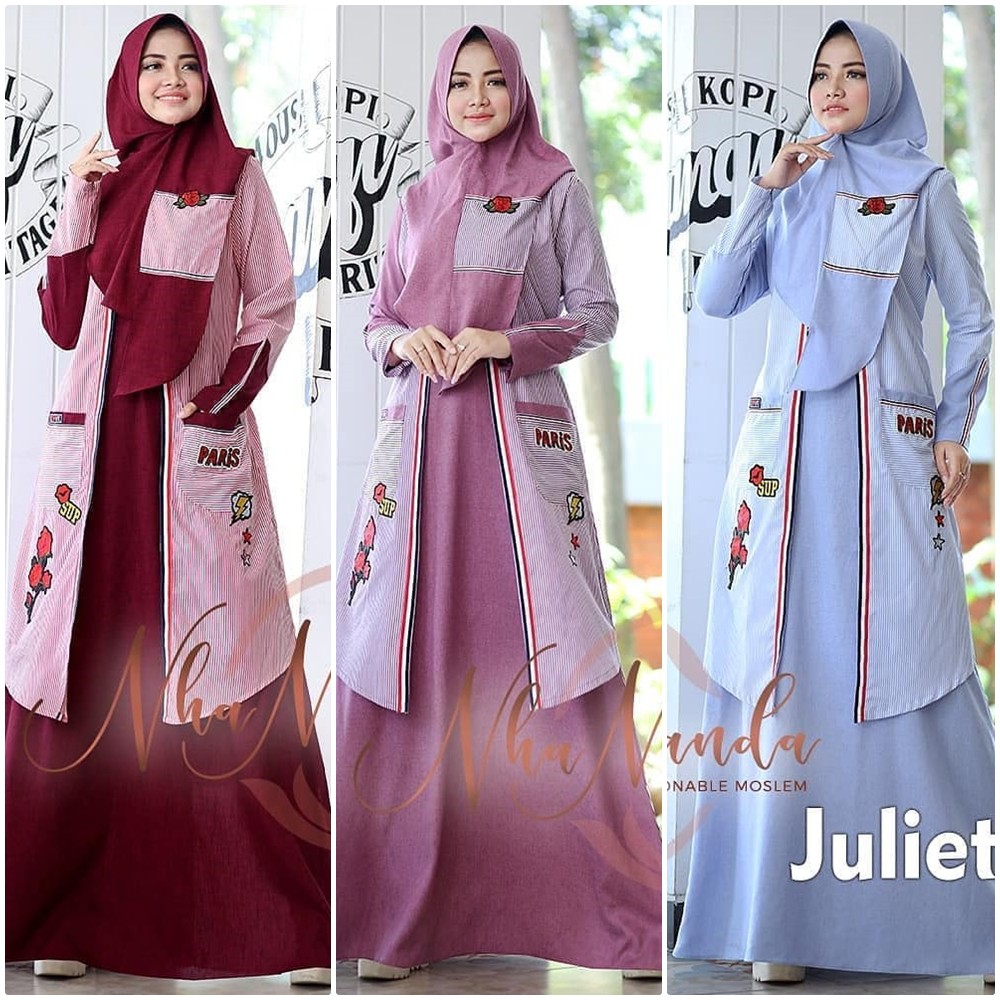 New Produk Baju Gamis Set Juliet Dress Khimar Ukuran All Size Fit