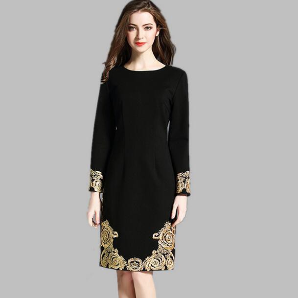 You already know that a little black dre. 2018 High Quality Spring Plus Size Black Dress Women Runway Gold Embroidery Long Sleeve Elegant Shopee Indonesia