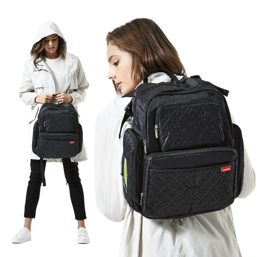 Diaper Bag Backpack For Mom Dad With Stroller Straps Waterproof Baby Diaper Bag Shopee Indonesia