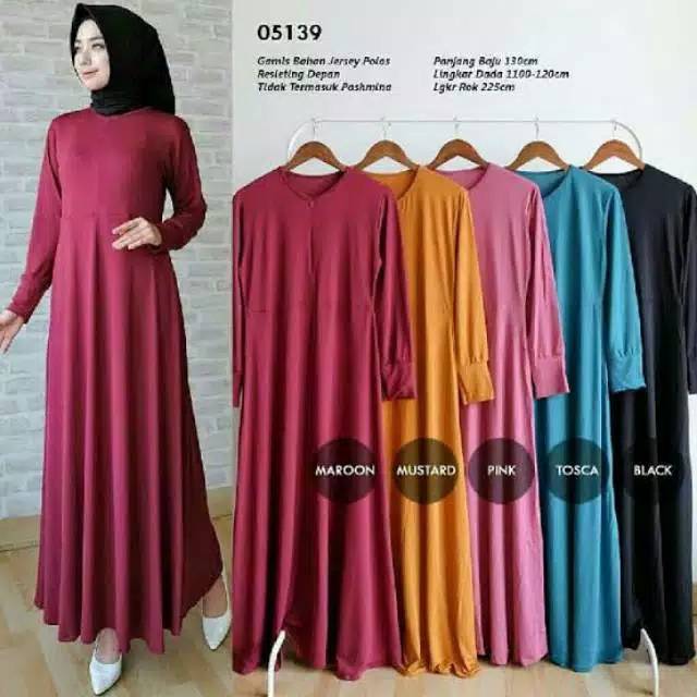 Diskon Murah Gamis Jersey Polos Murah Laris Syari Gamis Polos