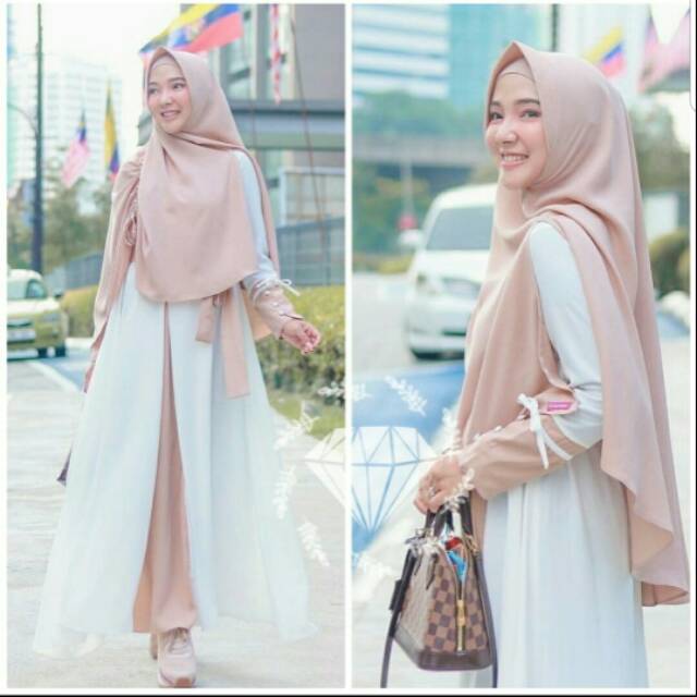 Xc Maya Syari Putih Gamis Wanita Syari Wanita Gamis Trendy